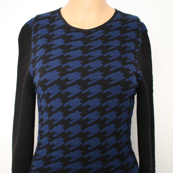 NEW Torn by Ronny Kobo Blue Black Long Sleeve Sweater Dress M - Picture 3 of 11